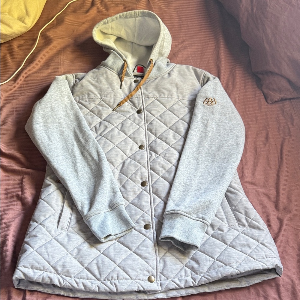 686 Women's Light Gray Quilted Hooded Jacket